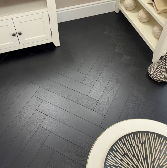 Embrace Midnight Oak Herringbone Laminate Flooring 12mm